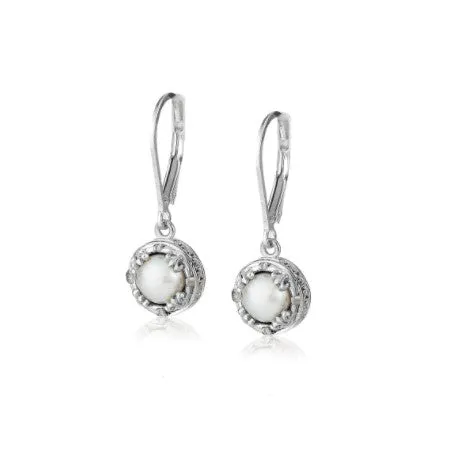 Anatoli Collection White Pearl Drop Earrings (sml)