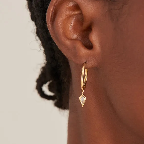 Ania Haie Gold Sparkle Drop Pendant Hoop Earrings