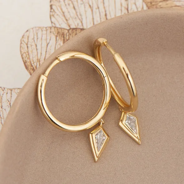 Ania Haie Gold Sparkle Drop Pendant Hoop Earrings