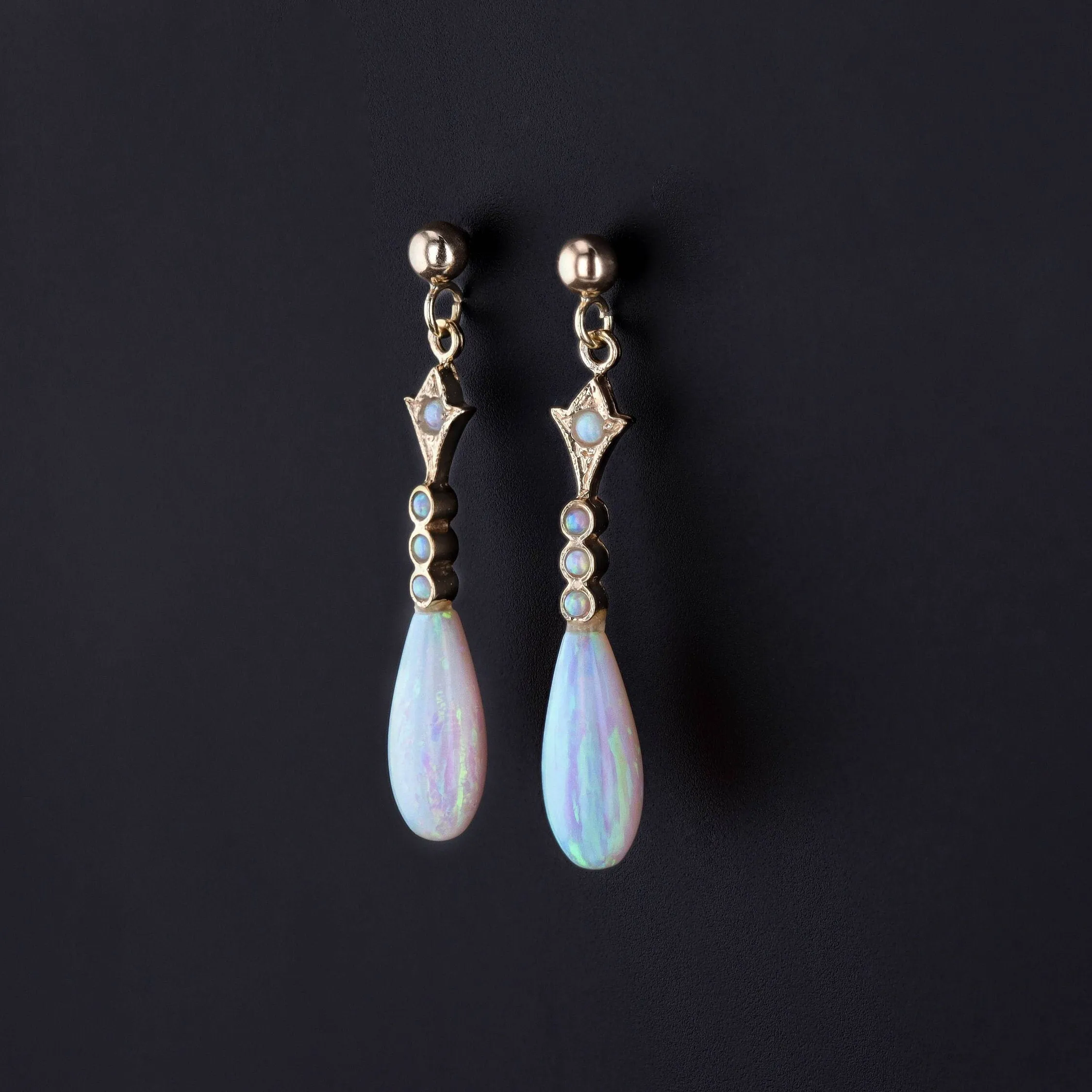 Antique Opal Earrings of 9k gold