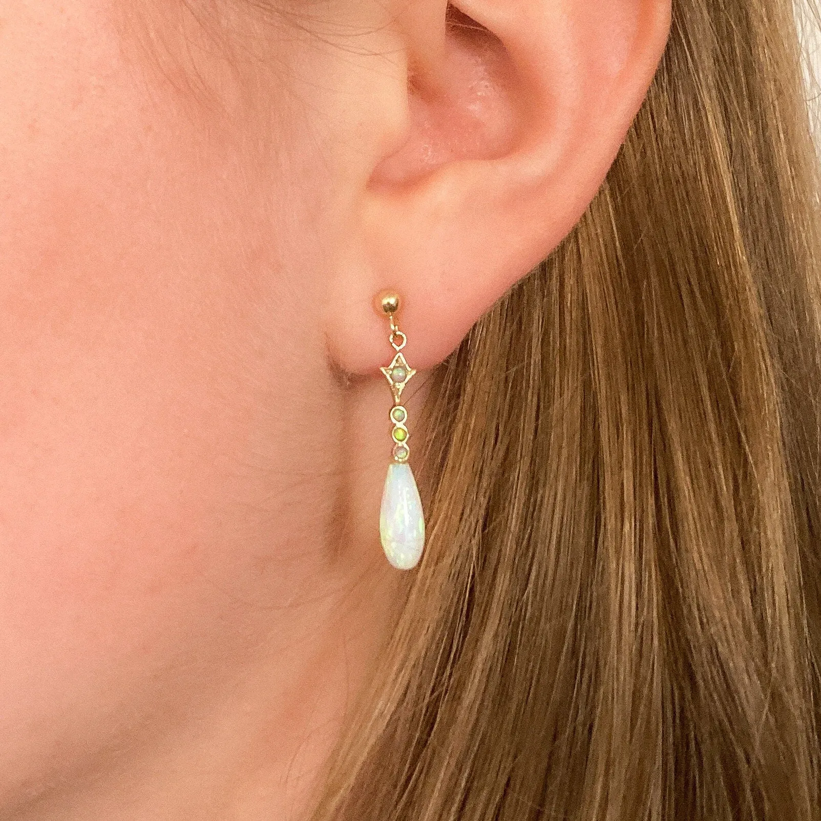 Antique Opal Earrings of 9k gold