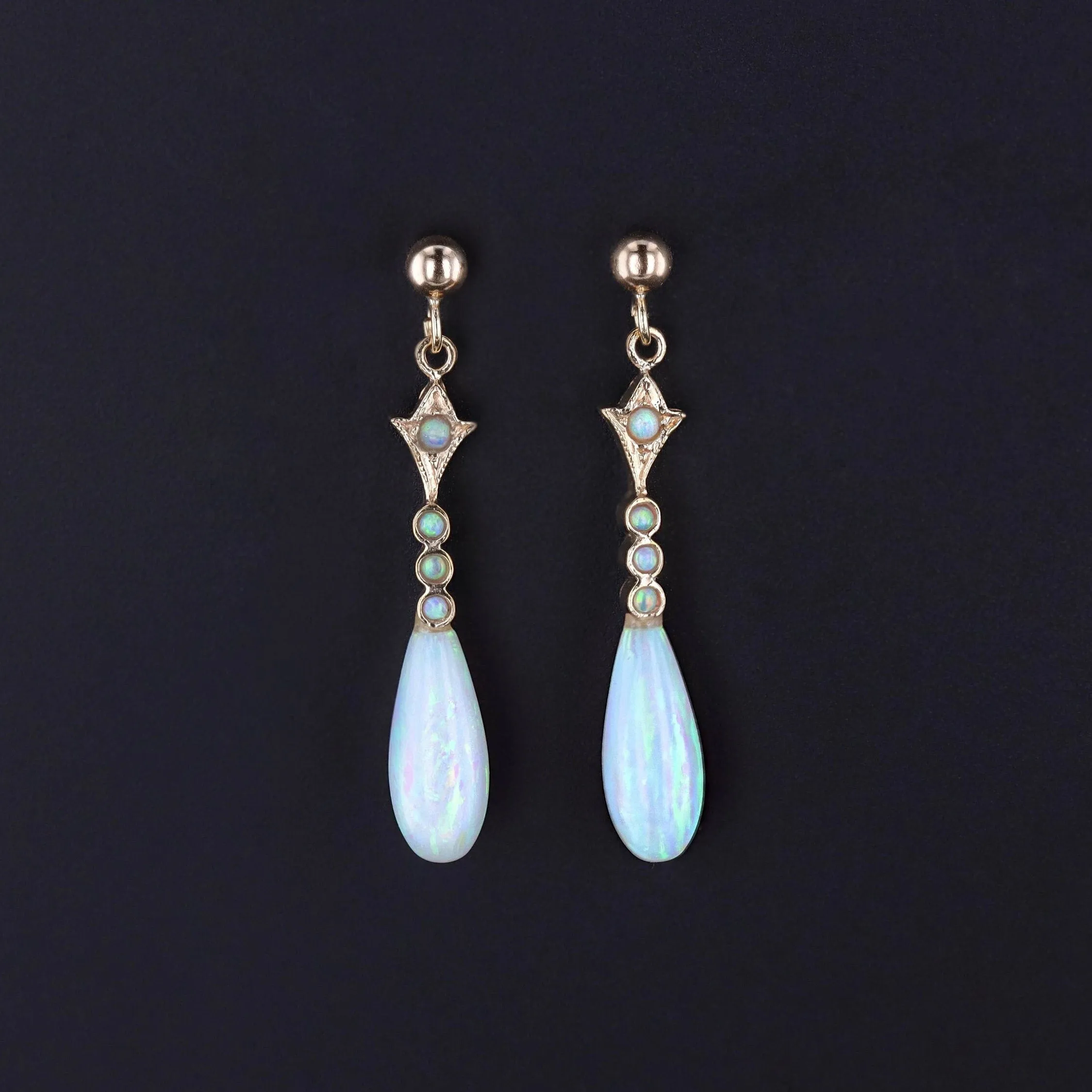 Antique Opal Earrings of 9k gold