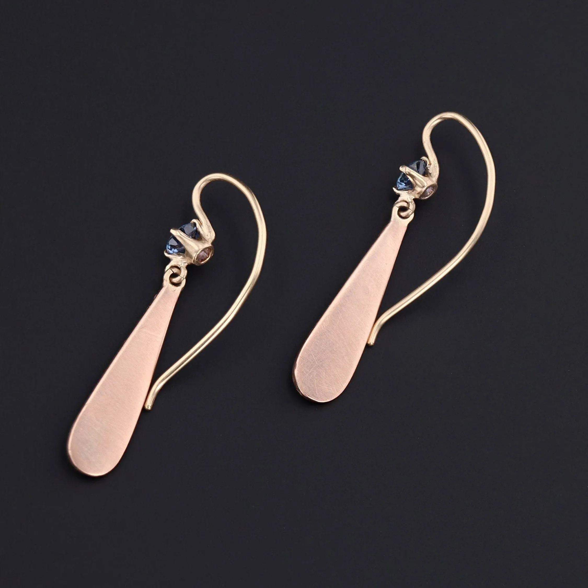 Antique Sapphire Pearl and Enamel Conversion Earrings of 14k Gold