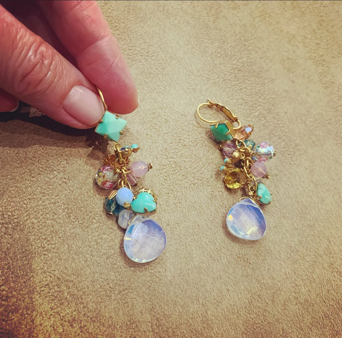 Askew London pastel Crystal charm drops earrings