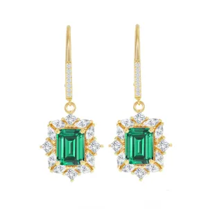 Asscher Emerald Sparkle Drop Earrings