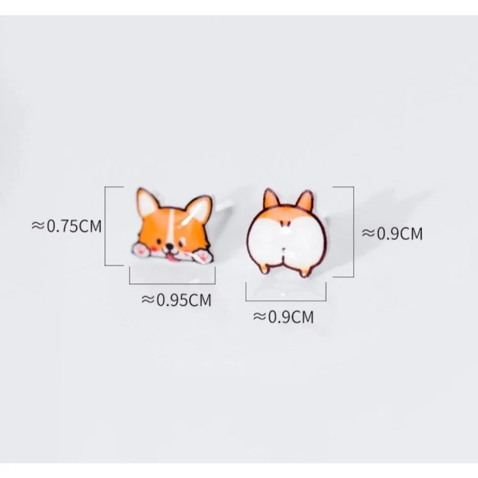 Asymmetry Doggy Stud Earrings-SS025