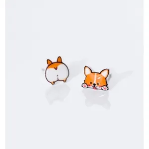 Asymmetry Doggy Stud Earrings-SS025