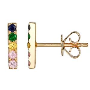 Atelier All Day 14K Summer Hues CZ Bar Stud Earrings