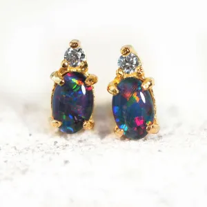 'Audrey' Triplet Opal Earrings Gold Plated Silver