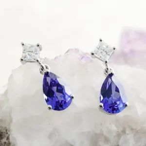 Azura | Cultured Sapphire and Moissanite Drop Earrings