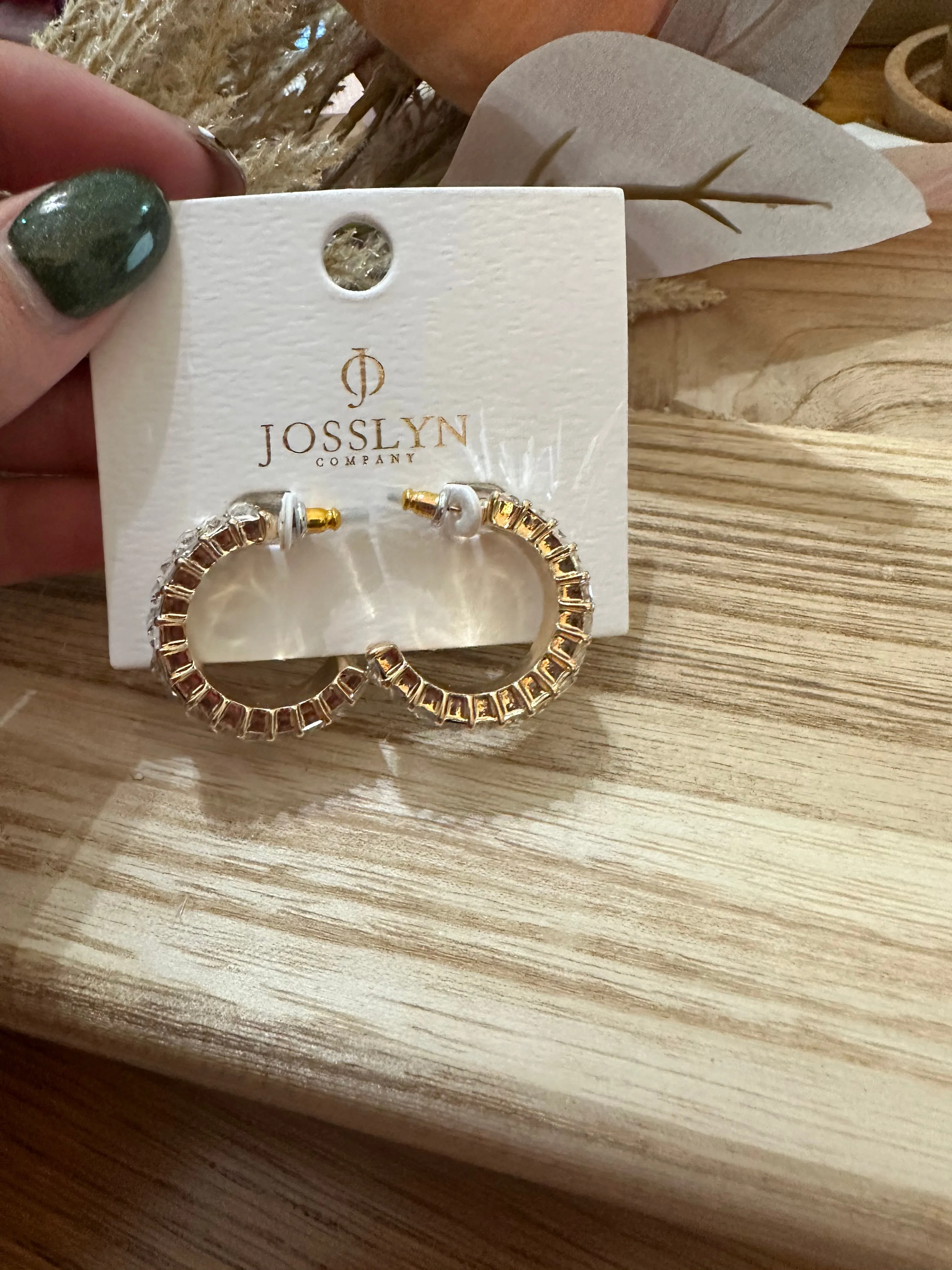 Baguette Rhinestone Hoops