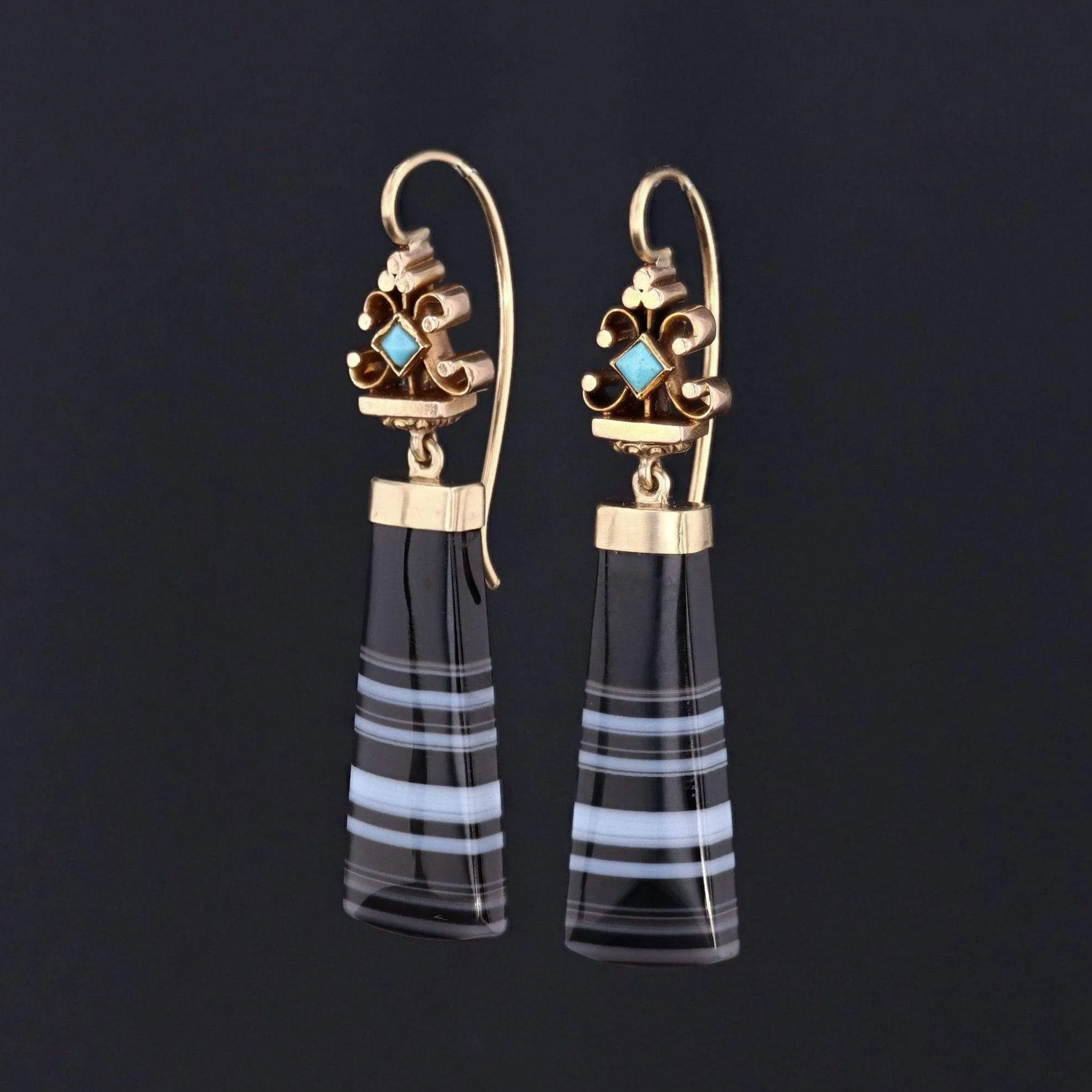 Banded Agate Earrings | Banded Agate & Turquoise Earrings