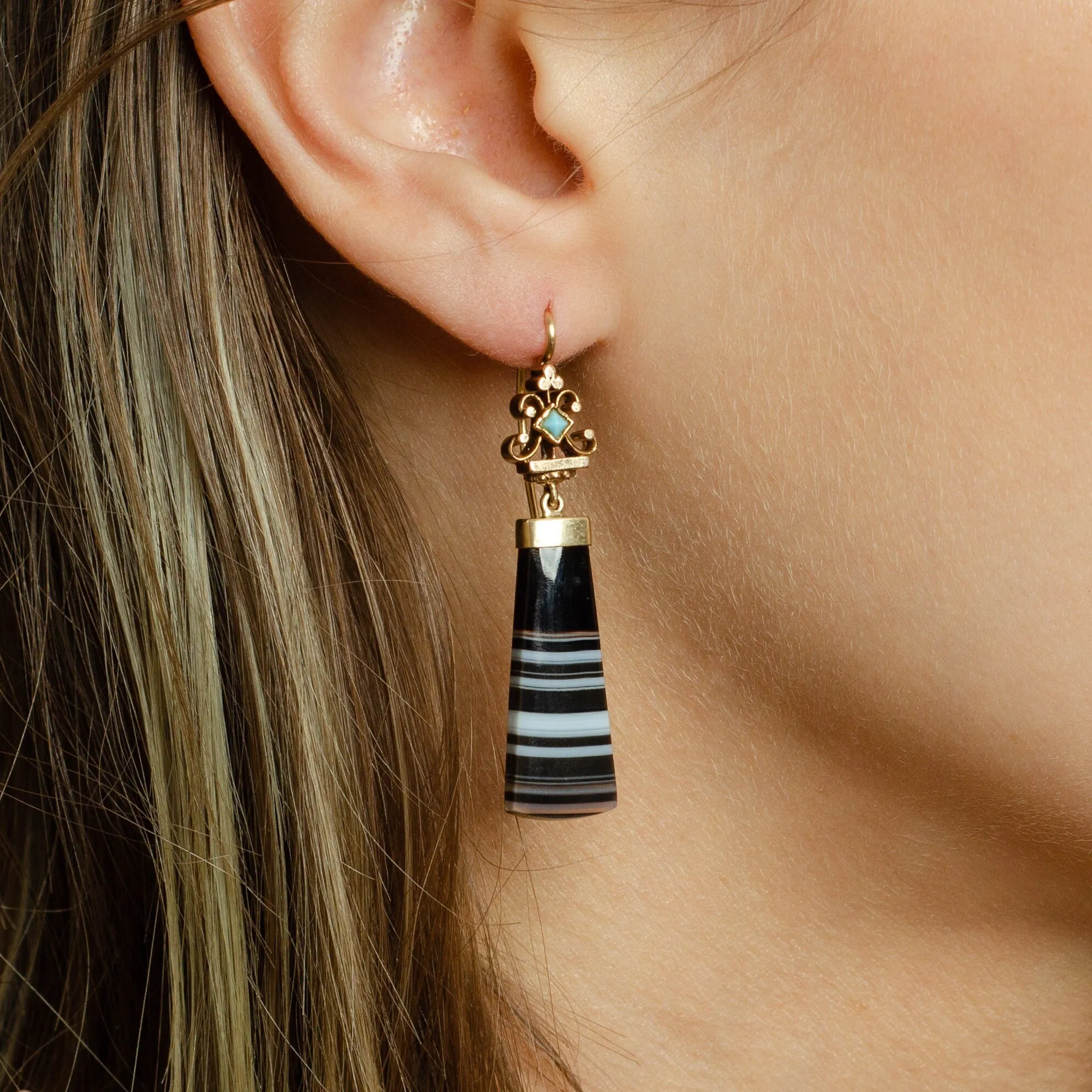 Banded Agate Earrings | Banded Agate & Turquoise Earrings