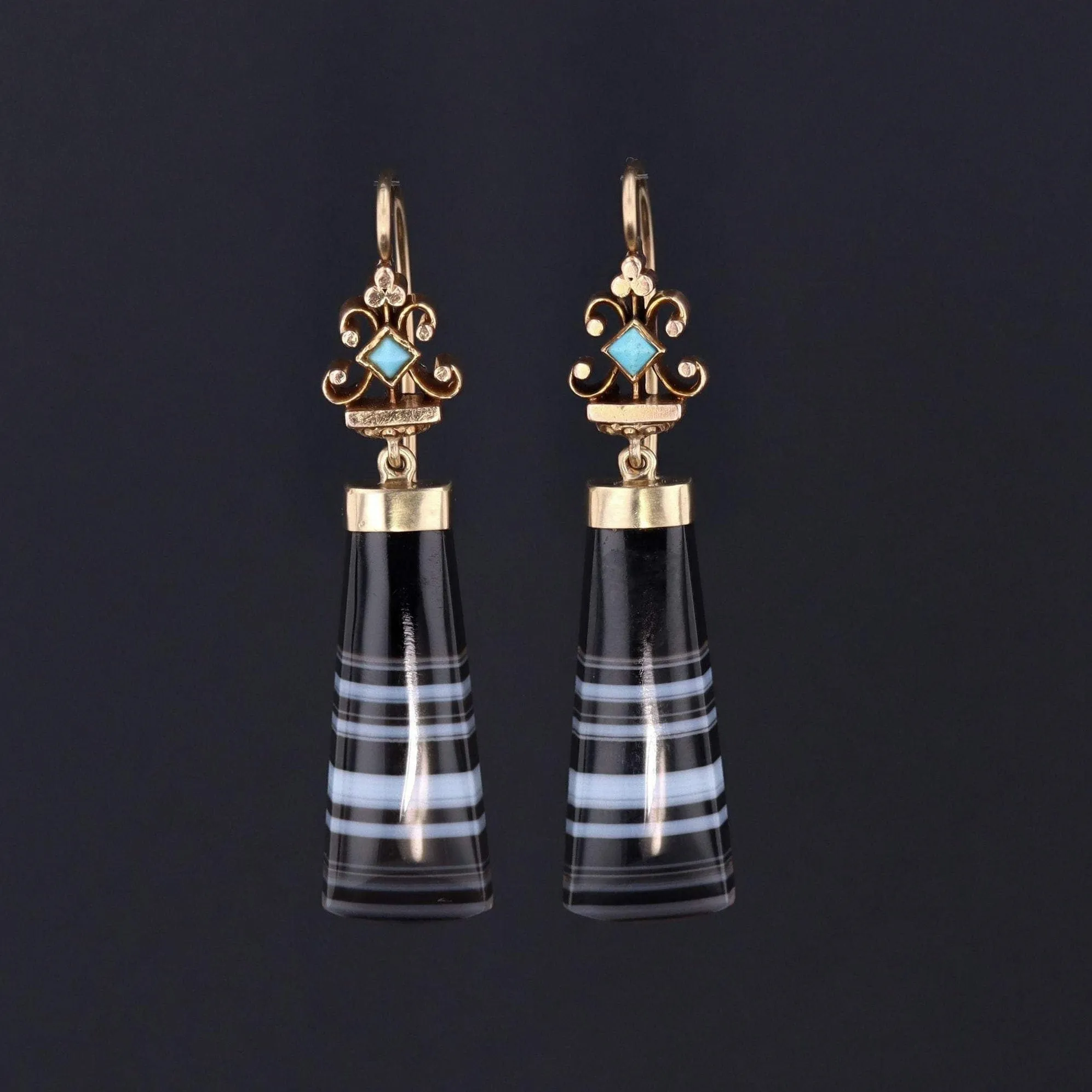 Banded Agate Earrings | Banded Agate & Turquoise Earrings