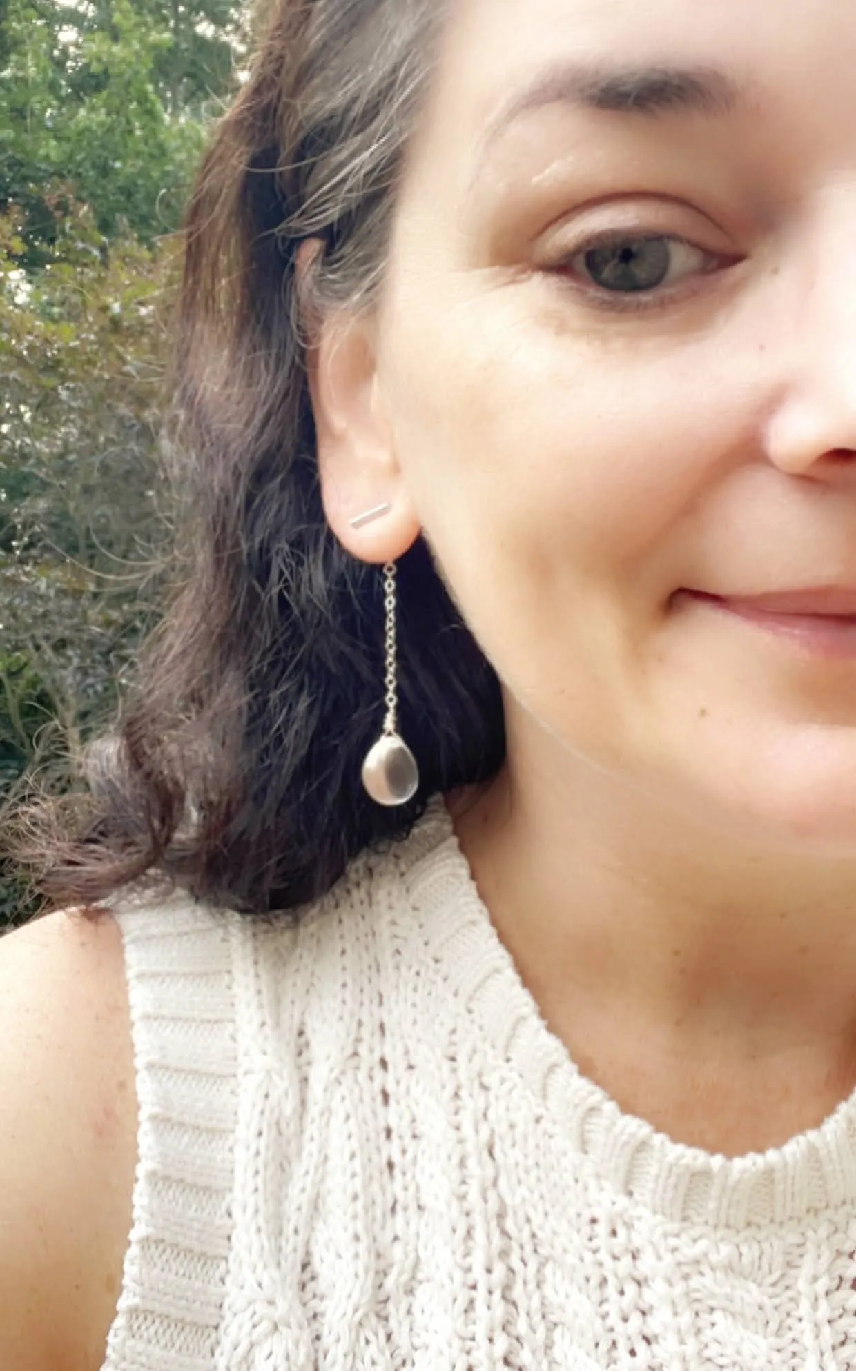 Bar Stud Back Drop Earrings - Rounds