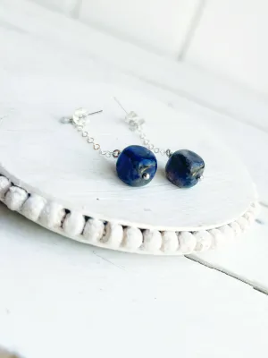 Bar Stud Back Drop Earrings - Rounds