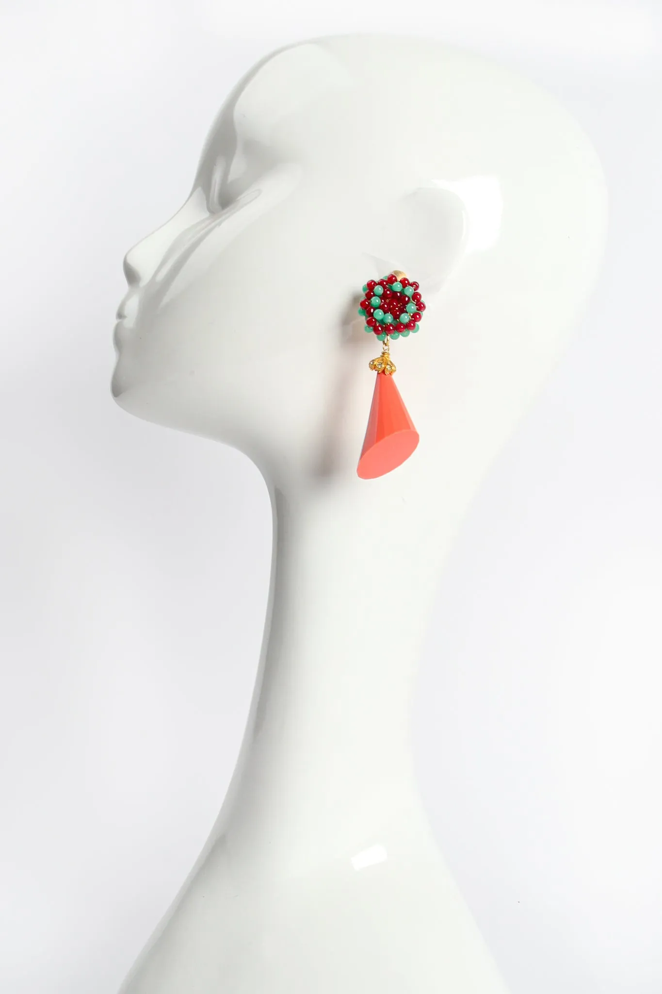 Beaded Cone Drop Earrings