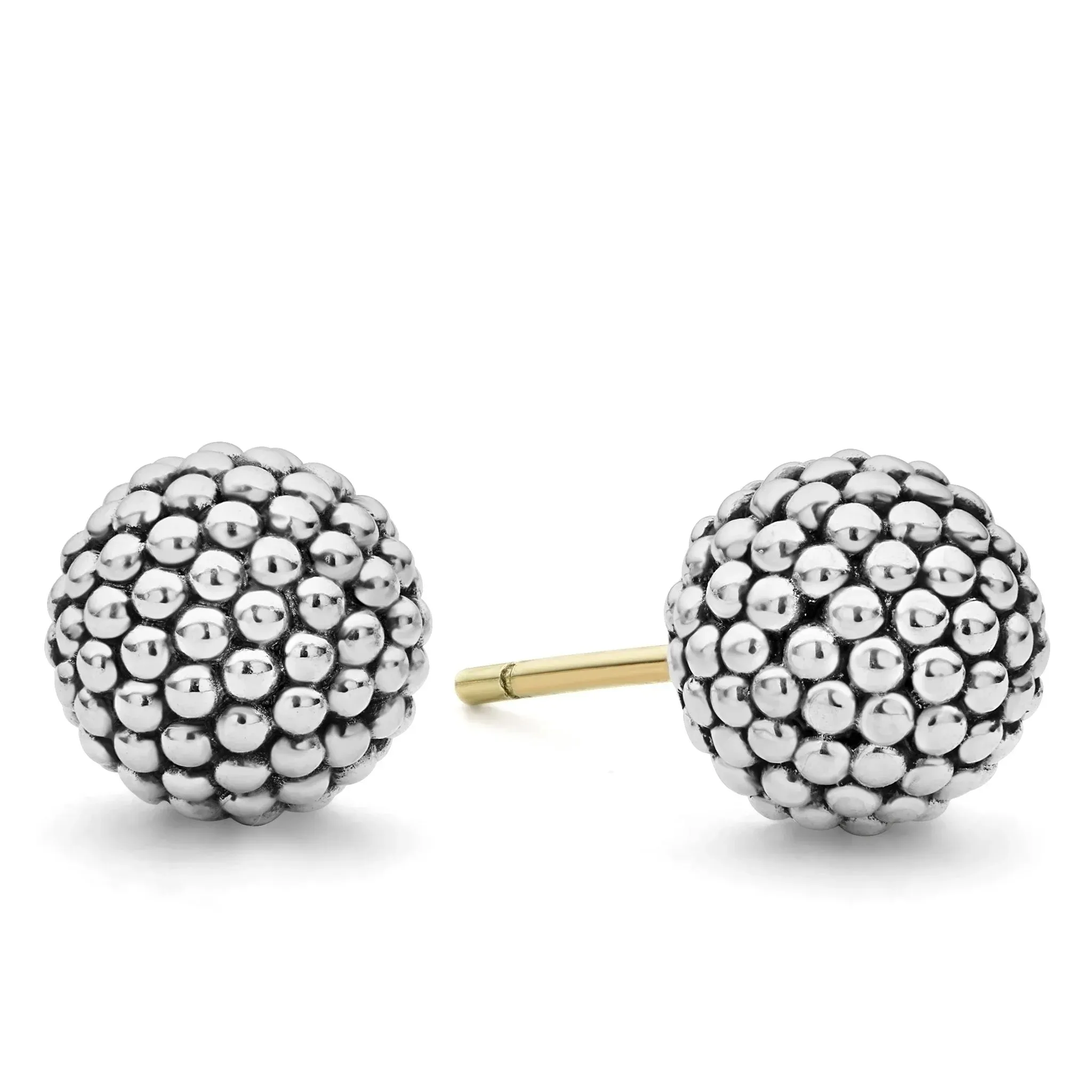 Beaded Silver Stud Earrings