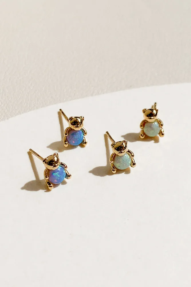 Bear Opal Ear Studs