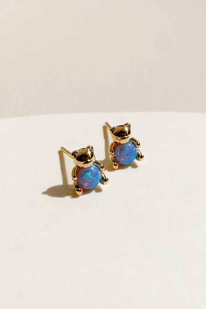 Bear Opal Ear Studs