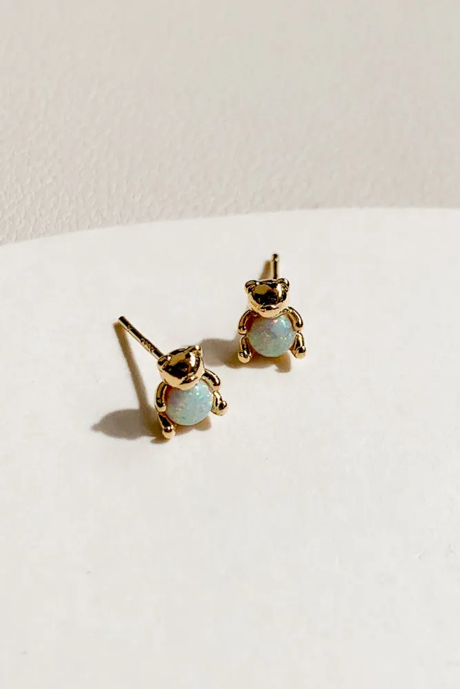Bear Opal Ear Studs