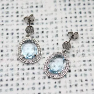 Beautiful Blue Topaz Halo Earrings