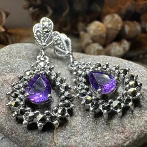 Bebe Amethyst Marcasite Earrings