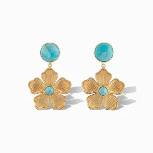 Belle Flower Drop Earrings in Blue Mohave Turquoise