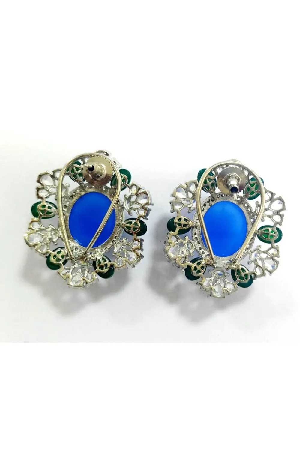 Best Seller Emerald and Blue Stone Swarovski Flower Earrings | Buy Jewelry Online