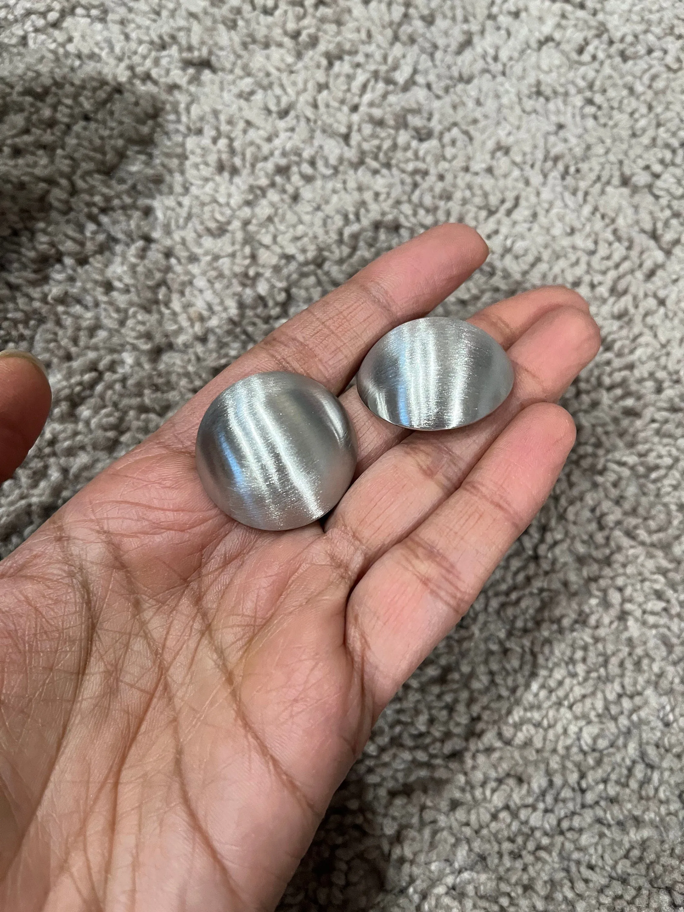 Big Silver stud earrings , silver  statement bold  studs large , silver round metal  earrings , chunky metal shiny stud earrings