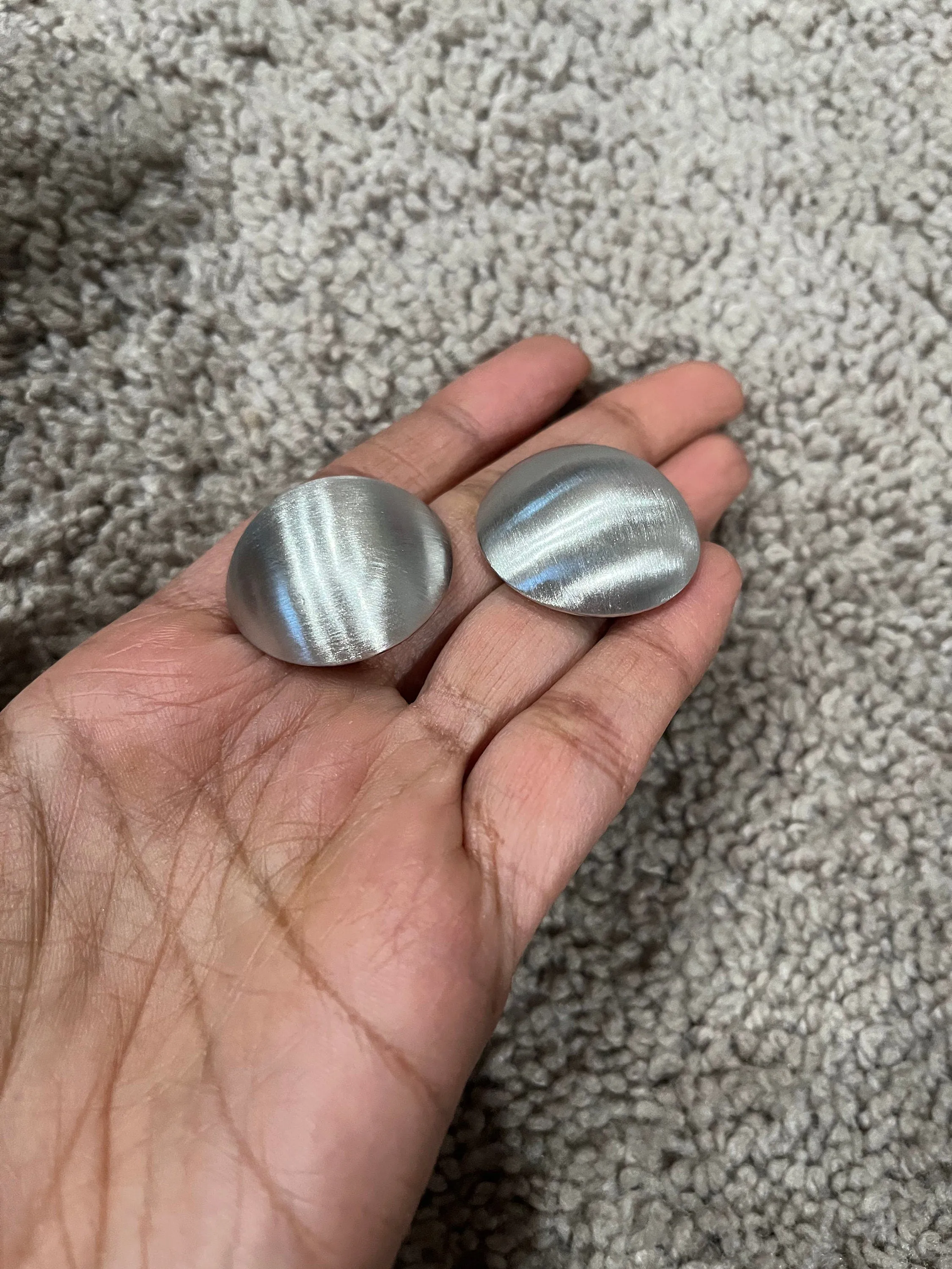 Big Silver stud earrings , silver  statement bold  studs large , silver round metal  earrings , chunky metal shiny stud earrings