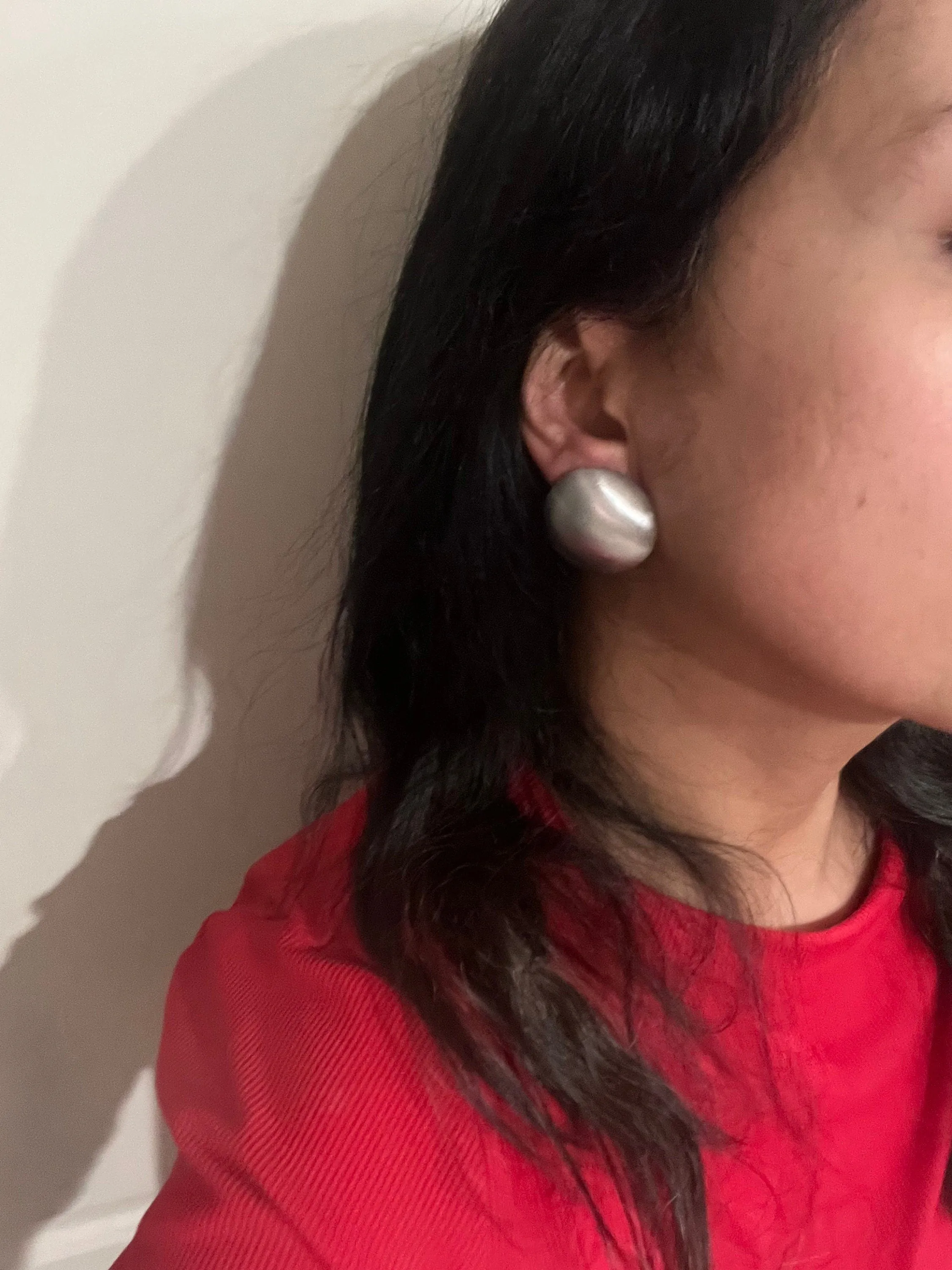Big Silver stud earrings , silver  statement bold  studs large , silver round metal  earrings , chunky metal shiny stud earrings