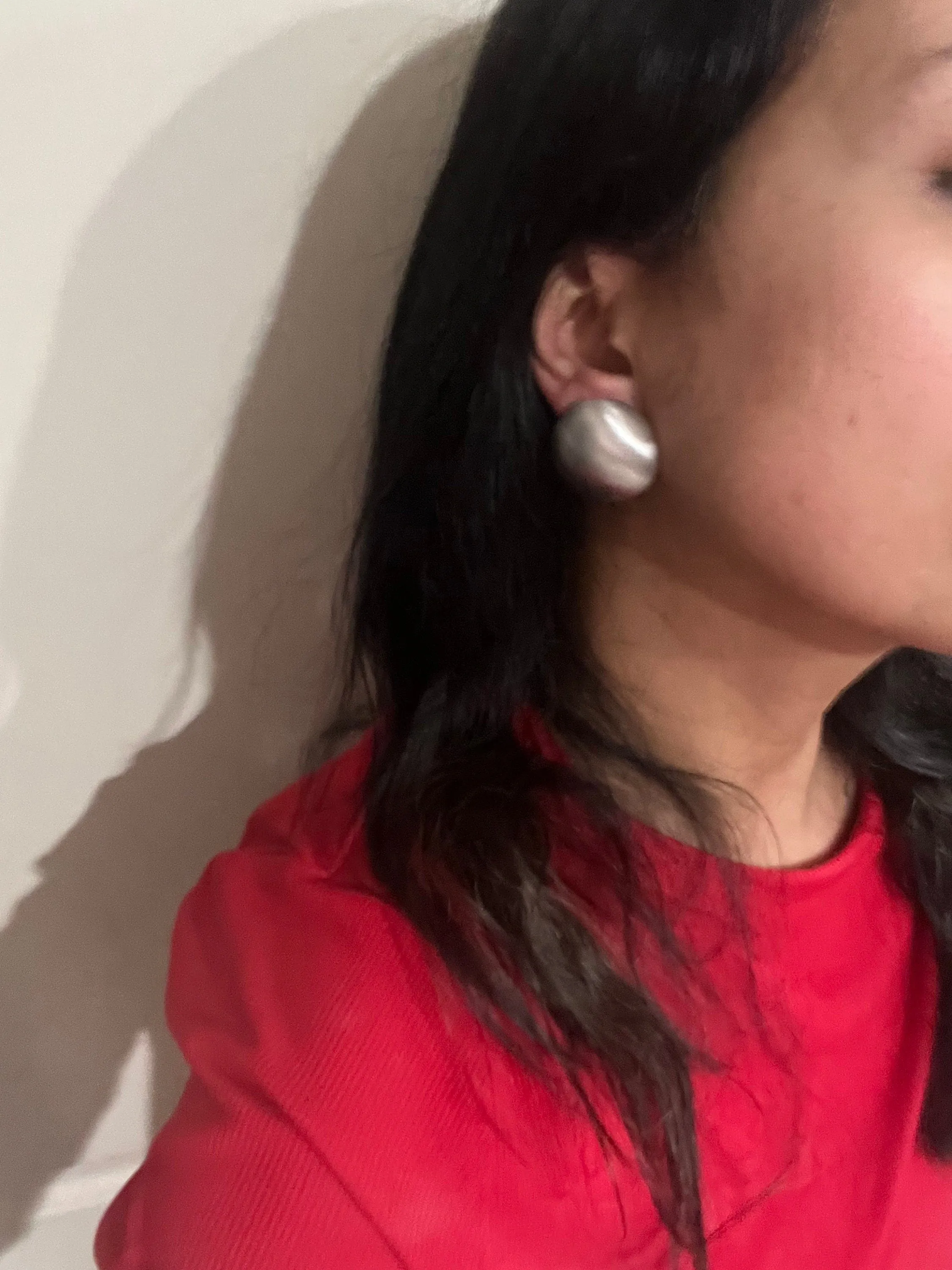 Big Silver stud earrings , silver  statement bold  studs large , silver round metal  earrings , chunky metal shiny stud earrings