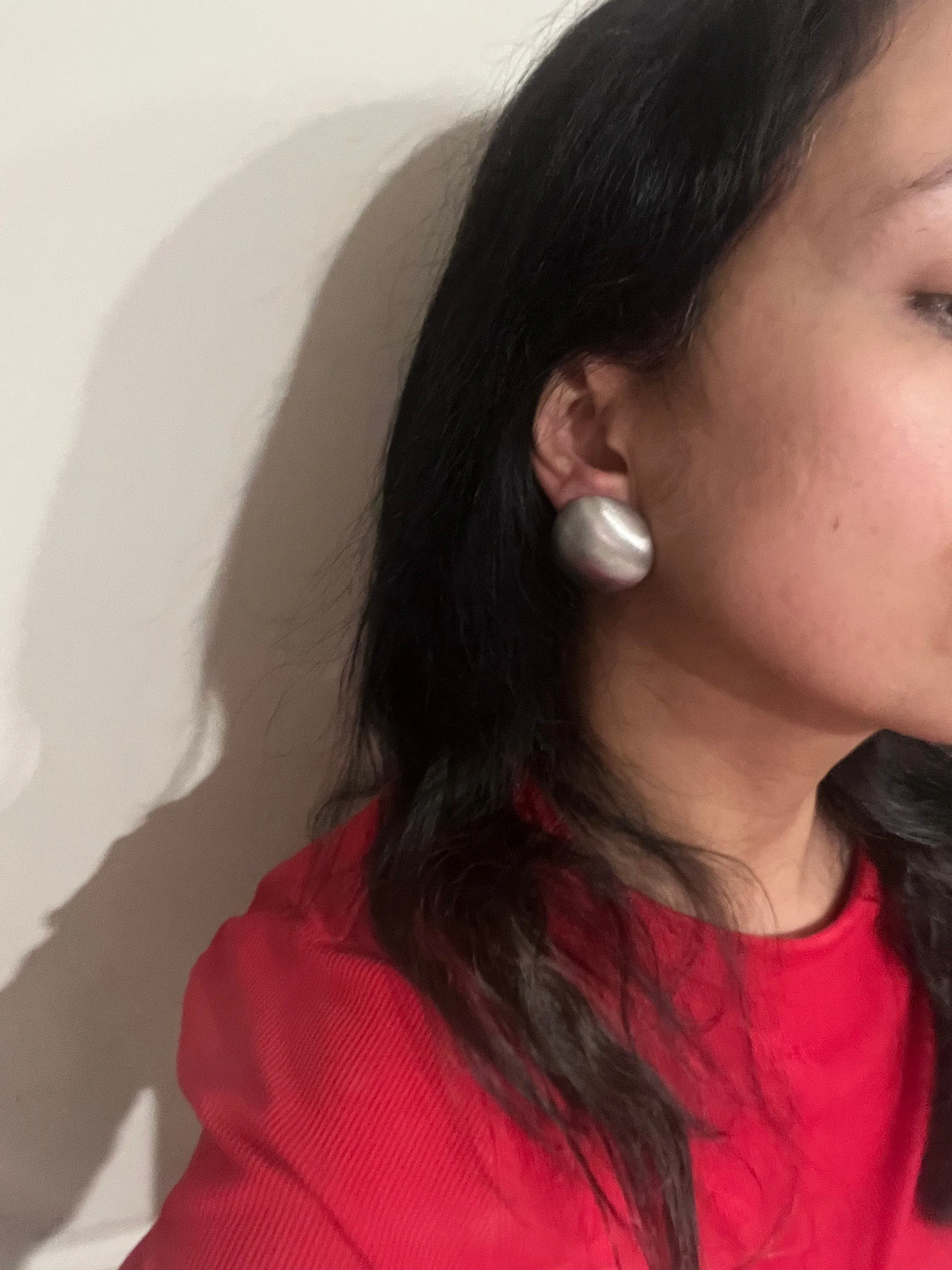 Big Silver stud earrings , silver  statement bold  studs large , silver round metal  earrings , chunky metal shiny stud earrings