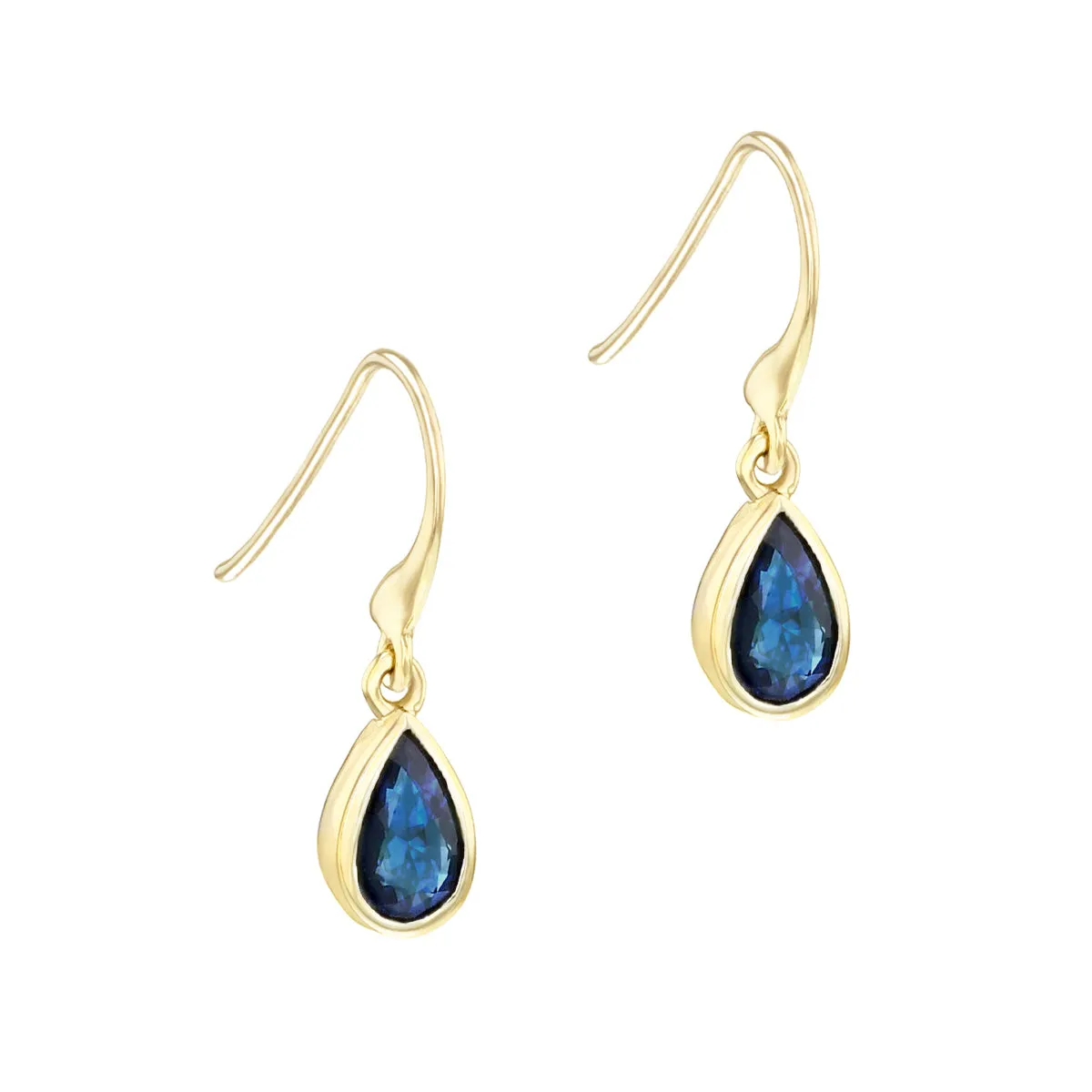 Birthstone Collection 0.80ct Pear Sapphire Drop Earrings | 9K Yellow Gold