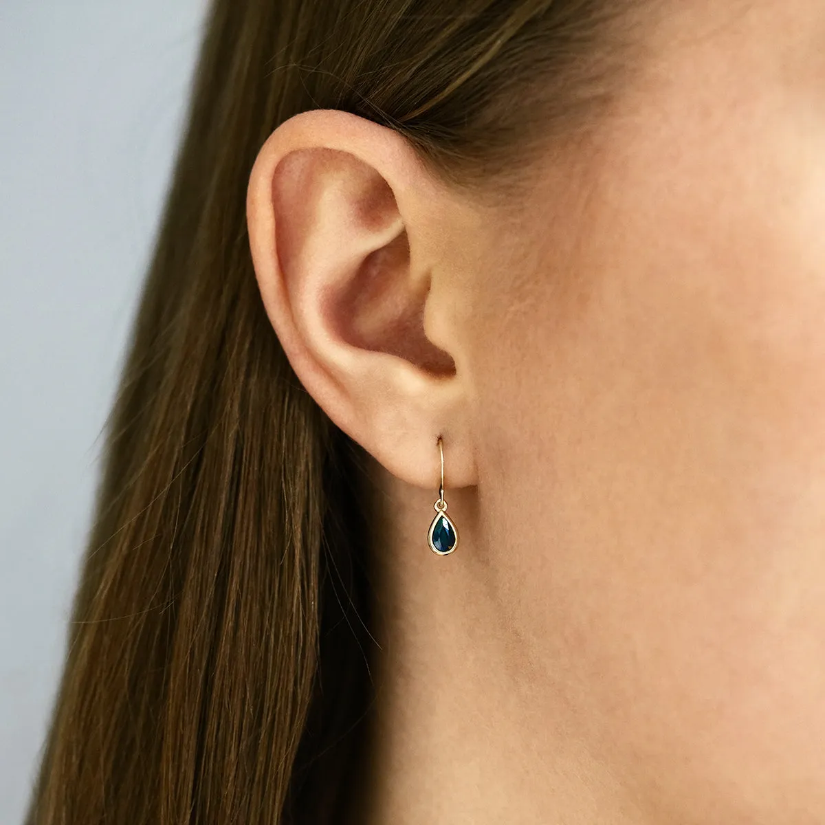 Birthstone Collection 0.80ct Pear Sapphire Drop Earrings | 9K Yellow Gold