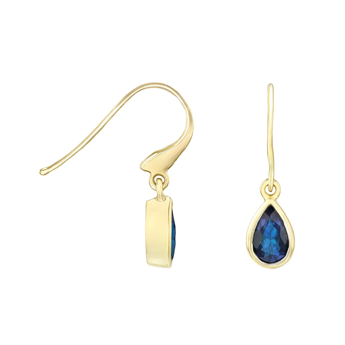 Birthstone Collection 0.80ct Pear Sapphire Drop Earrings | 9K Yellow Gold