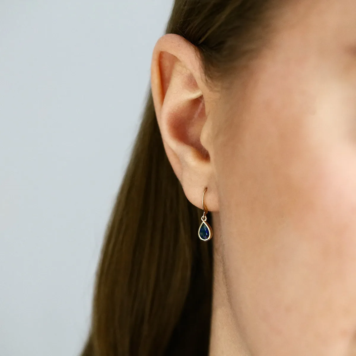 Birthstone Collection 0.80ct Pear Sapphire Drop Earrings | 9K Yellow Gold