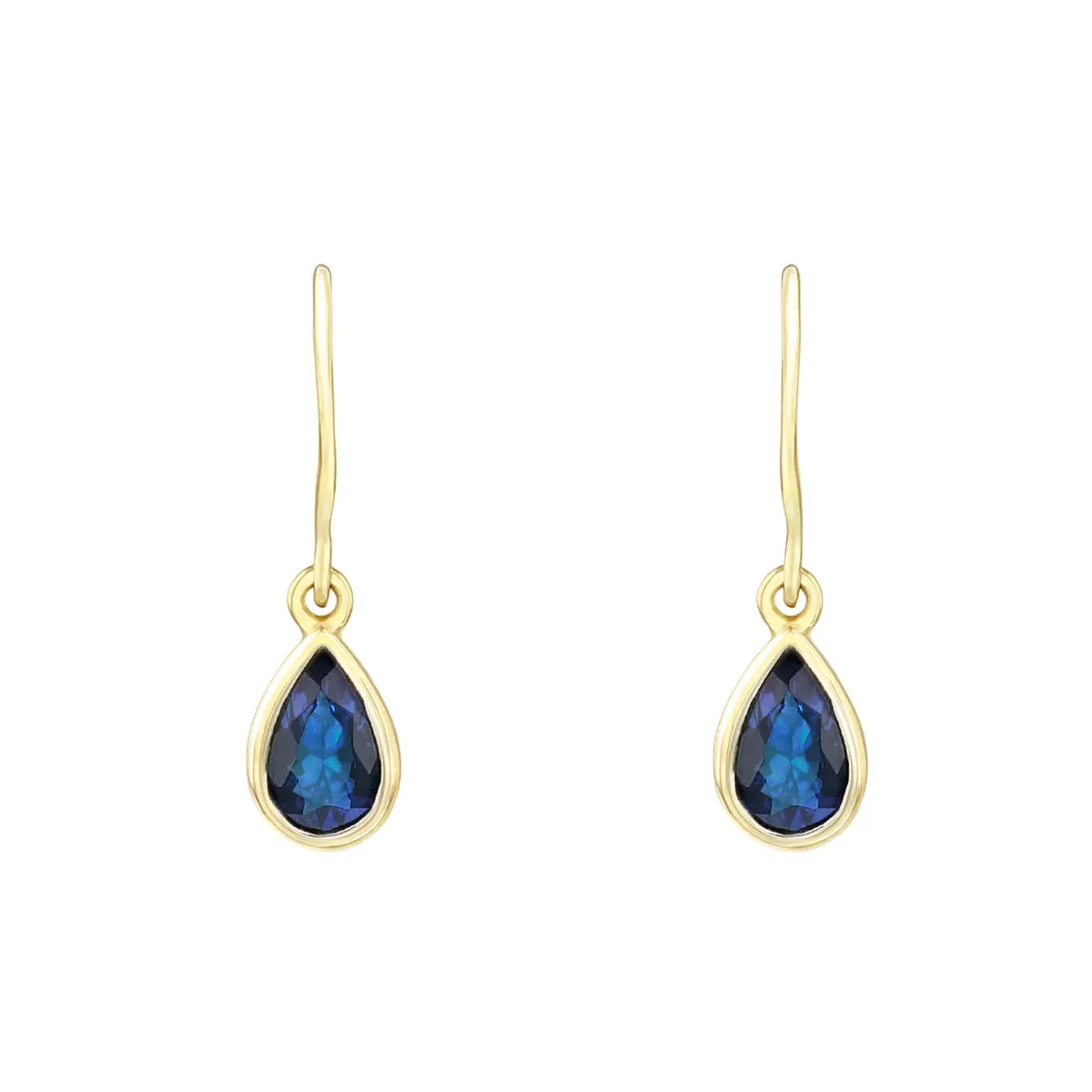 Birthstone Collection 0.80ct Pear Sapphire Drop Earrings | 9K Yellow Gold