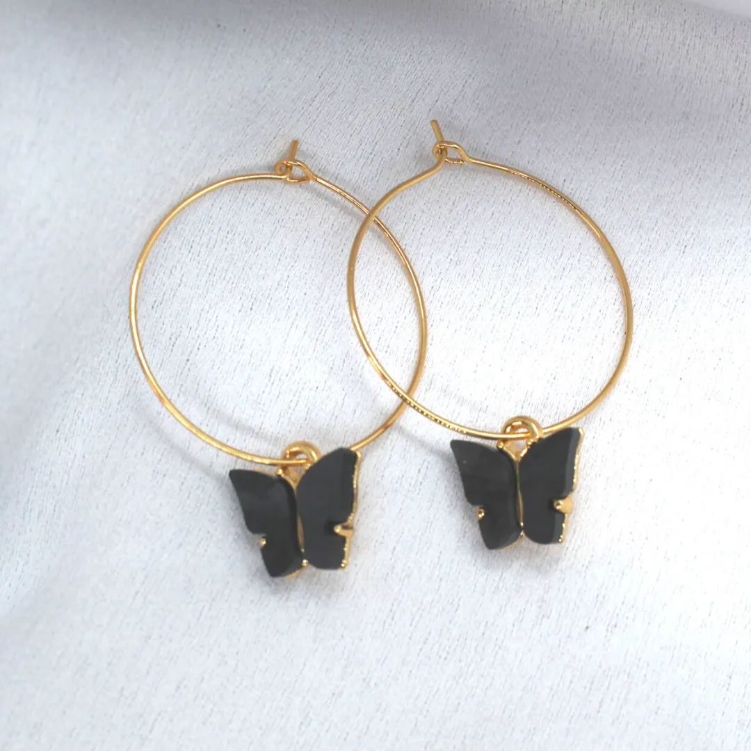 Black Butterfly Hoop Drop