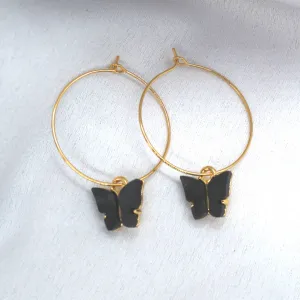 Black Butterfly Hoop Drop