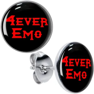 Black Red 4 Ever Emo Stud Earrings