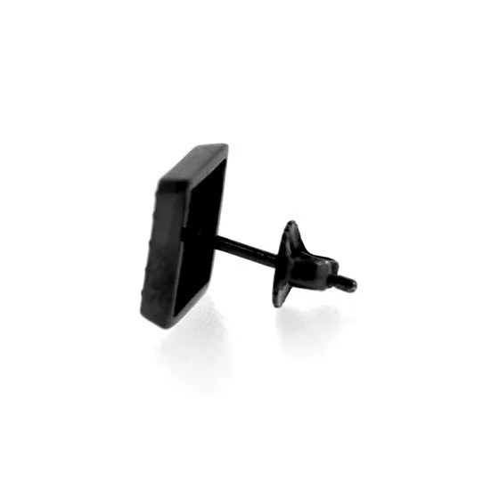 Blackened 18k White Gold Cuadrado Earrings Emerald