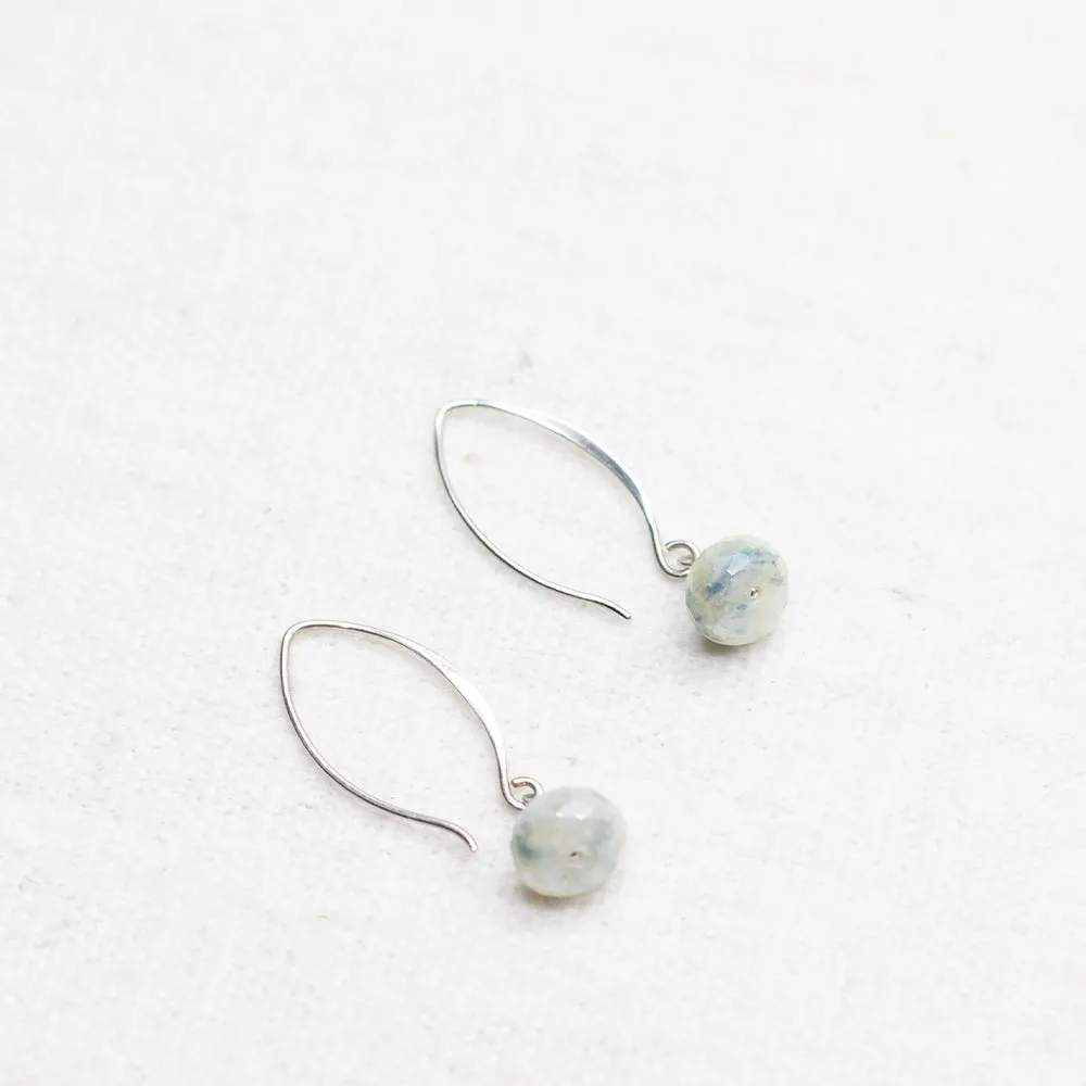 Blue Moonstone Droplet Silver Earrings