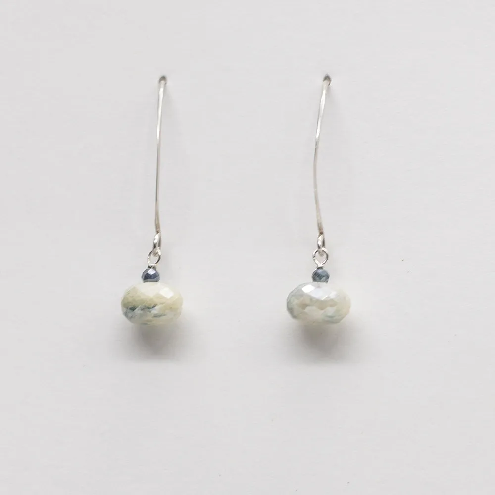 Blue Moonstone Droplet Silver Earrings