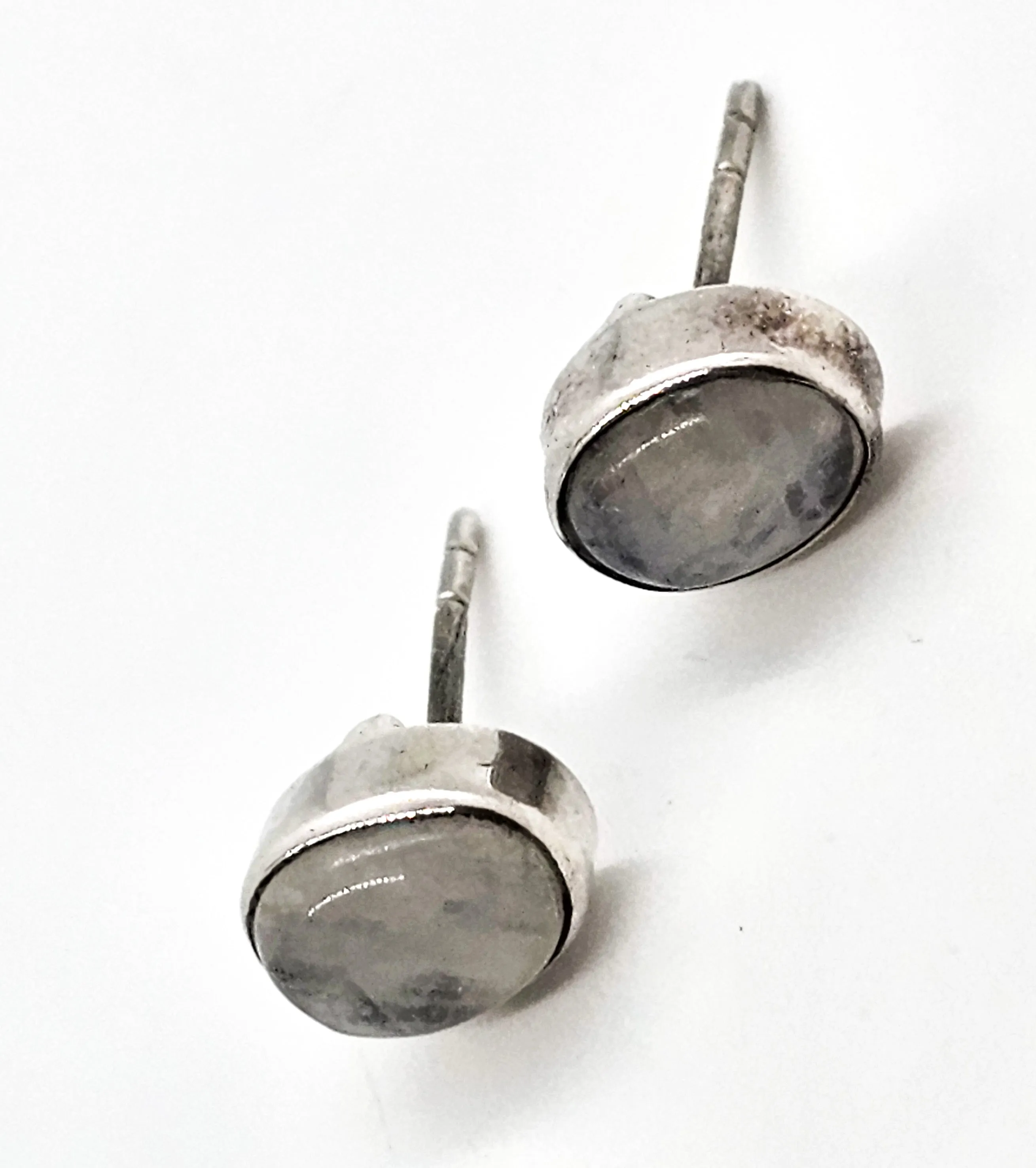 Blue Moonstone Flashy thick sterling silver gemstone stud earrings