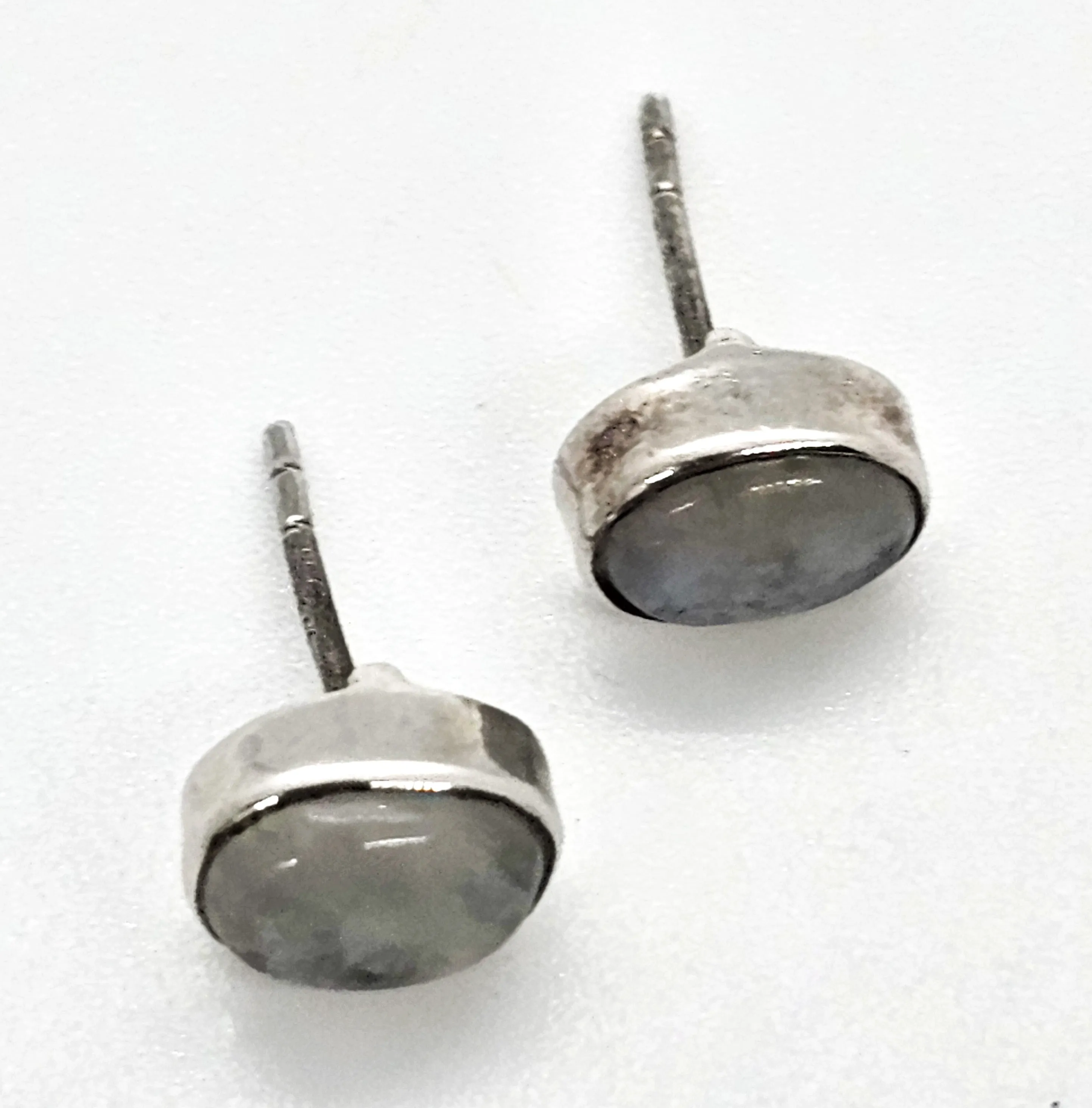 Blue Moonstone Flashy thick sterling silver gemstone stud earrings