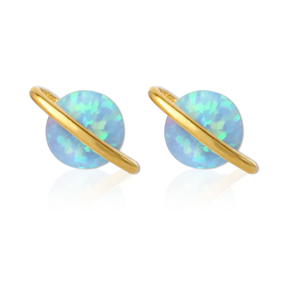Blue Opal Planet Earrings