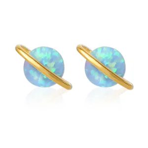 Blue Opal Planet Earrings