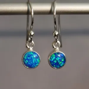 Blue Opal Round 6mm 925 Silver Earrings, E56BOP